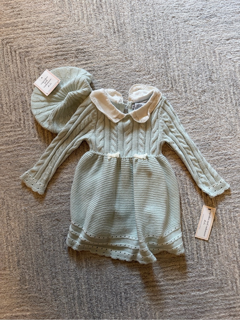 cupcakes & cashmere Mint Green Knit Dress with Beret